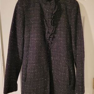 DKNY Black Tweed Coat
